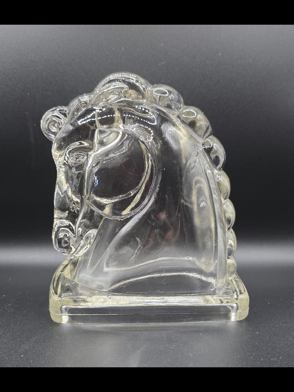 ✨ Stunning Vintage Art Deco Clear Glass Horse Head Bookend / Paperweight ✨